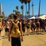 Traveller exploring a busy destination on an extreme day trip with no overnight stay