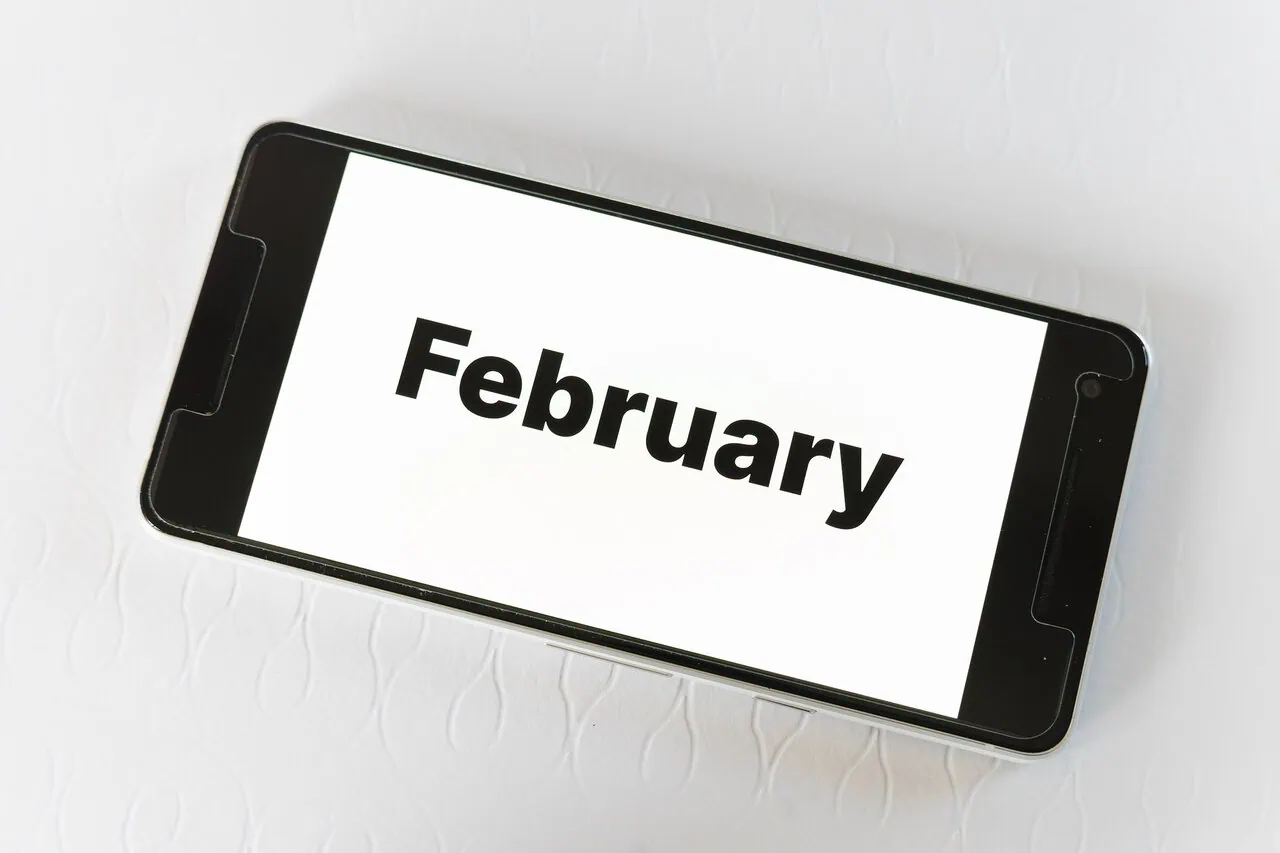 February travel planning on smartphone screen showing February calendar