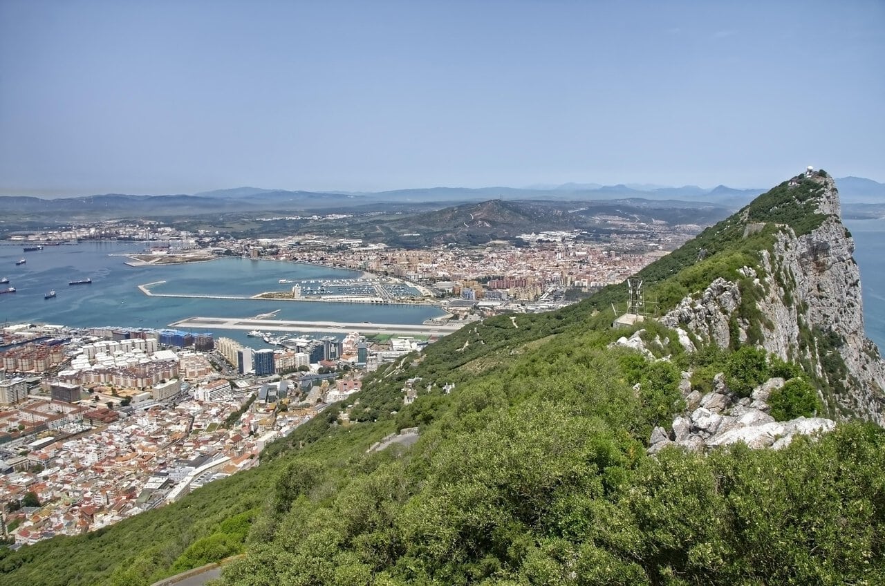Gibraltar city and coastline seen from the Rock viewpoint