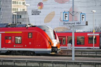 German regional train at Dortmund station highlighting European rail travel