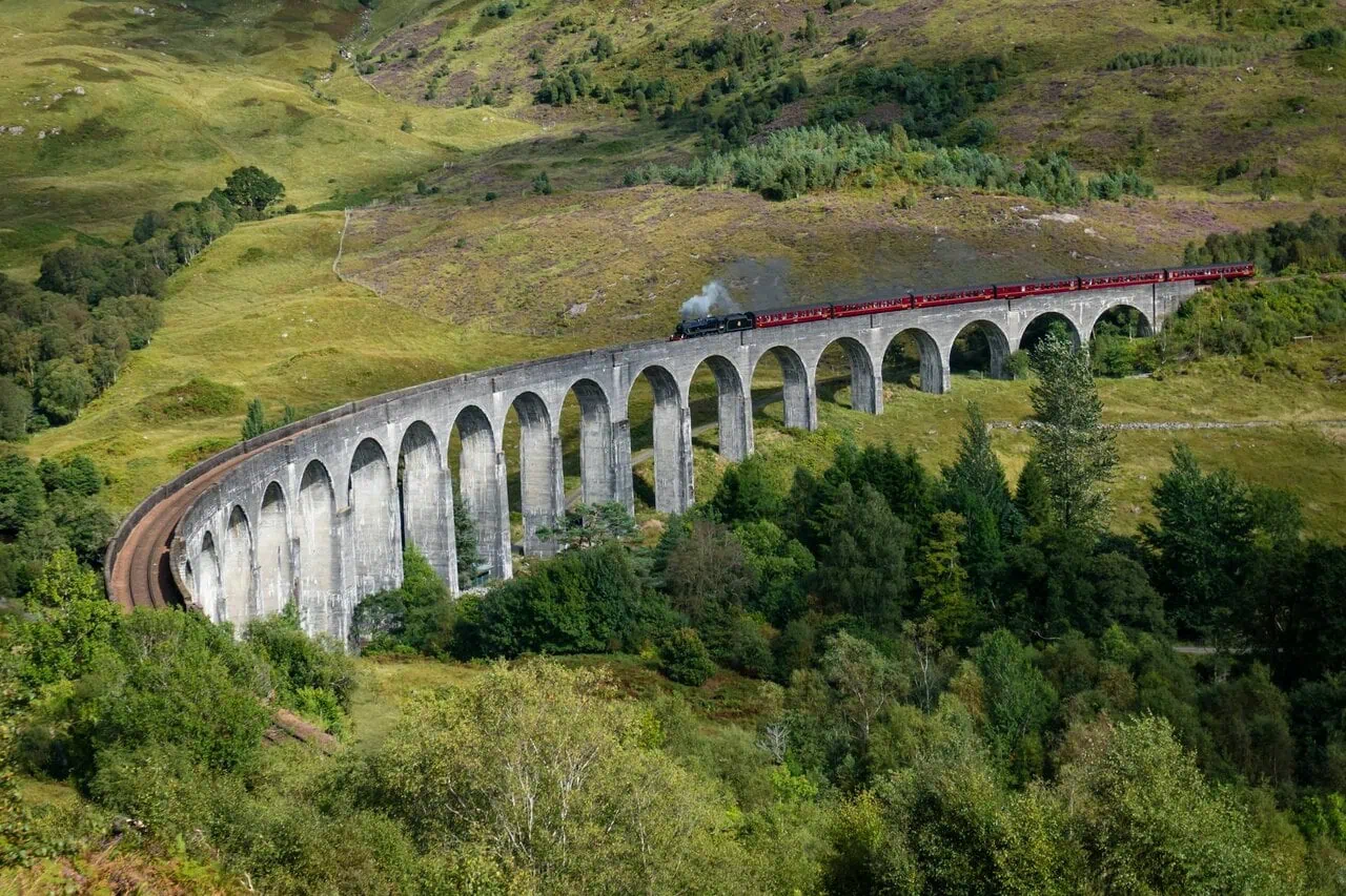 Glenfinnan Viaduct Scotland with Jacobite Steam Train Harry Potter bridge