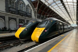 Great Western Railway trains at London Paddington station platform