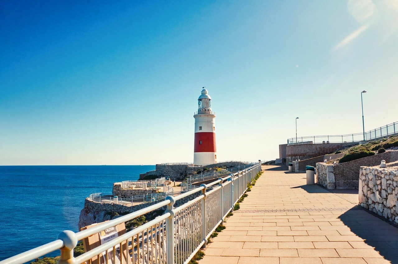 View from the Rock of Gibraltar over the city and bay