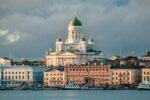 Helsinki Cathedral and harbour skyline viewed from the water