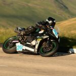 Isle of Man TT Motorcycle Racing on Mountain Road