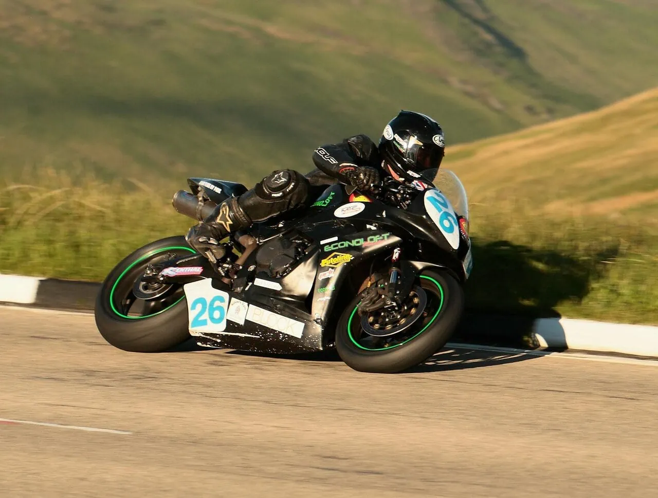 Isle of Man TT Motorcycle Racing on Mountain Road