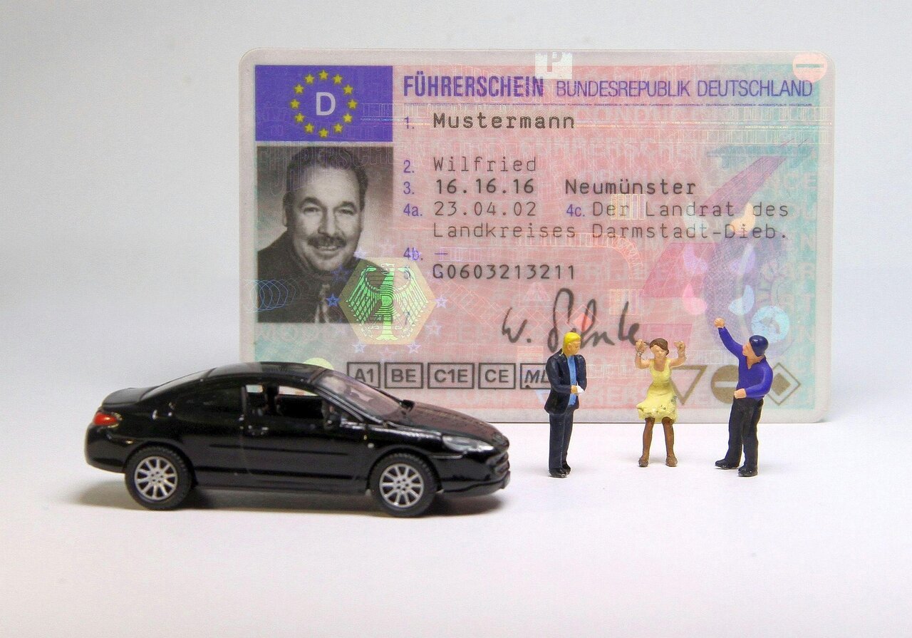 International driving permit and car rental travel concept