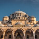 Suleymaniye Mosque in Istanbul with domes and courtyard arches