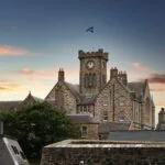Lerwick Shetland Islands harbour town view arrival from Aberdeen ferry Scotland