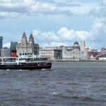 Liverpool waterfront skyline and Mersey ferry