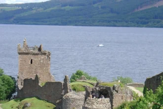 Urquhart Castle on the shores of Loch Ness near Inverness Scotland