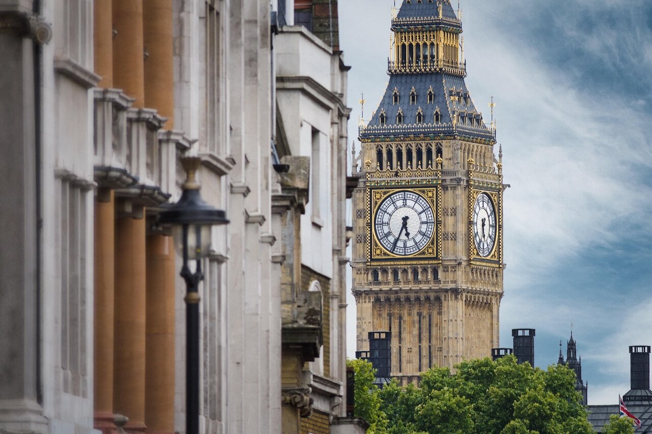 Big Ben clock tower and Houses of Parliament in London