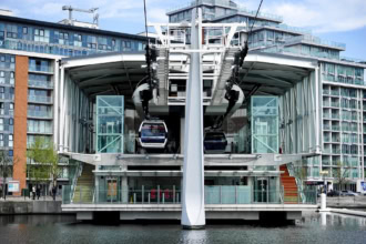 IFS Cloud Cable Car station at Royal Docks London