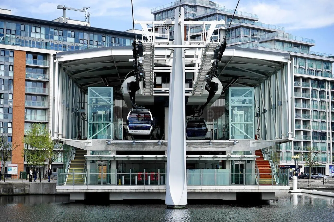 IFS Cloud Cable Car station at Royal Docks London