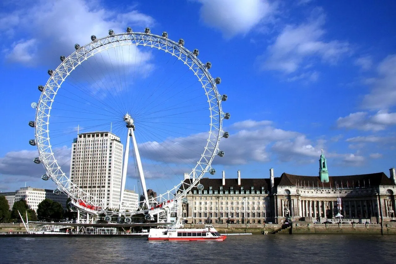 The London Eye on the River Thames on the South Bank in London