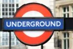 London Underground sign at station entrance in central London