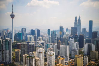 Kuala Lumpur skyline with Petronas Towers Malaysia