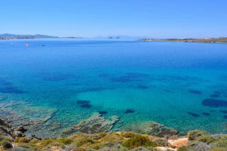 turquoise sea coastline between Milos and Paros Greece