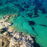 aerial view turquoise beach Naxos Cyclades Greece