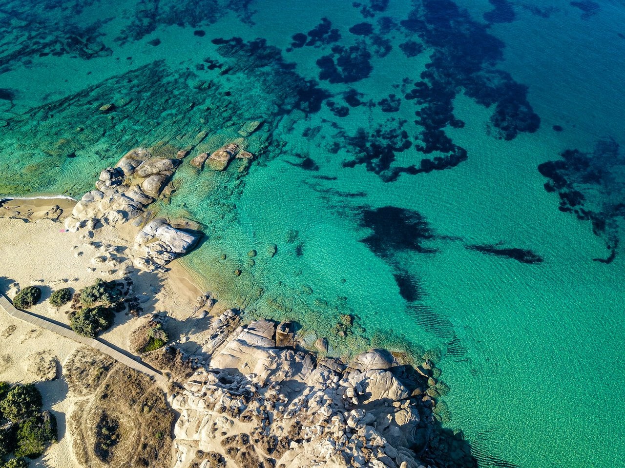 aerial view turquoise beach Naxos Cyclades Greece