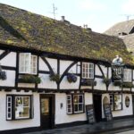 Historic timber framed pub in Salisbury Wiltshire with traditional English architecture