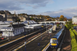 ScotRail train at Inverness railway station in the Scottish Highlands
