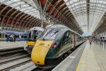 Great Western Railway train at London Paddington station platform