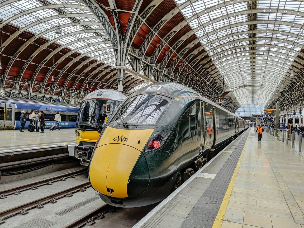 Great Western Railway train at London Paddington station platform