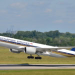 Singapore Airlines aircraft taking off from runway