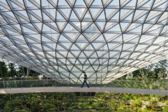 Jewel Changi Airport interior glass dome walkway Singapore