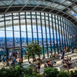 Sky Garden London interior viewing platform with London skyline views
