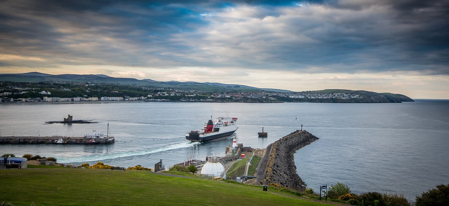 Isle of Man Steam Packet ferry arriving into Douglas harbour from Heysham Port