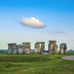 Stonehenge Wiltshire viewed on a day trip from London with visitor path and surrounding countryside