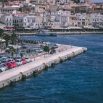 Ermoupoli port waterfront Syros harbour Greece