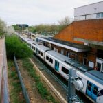 Thameslink train at suburban London station platform