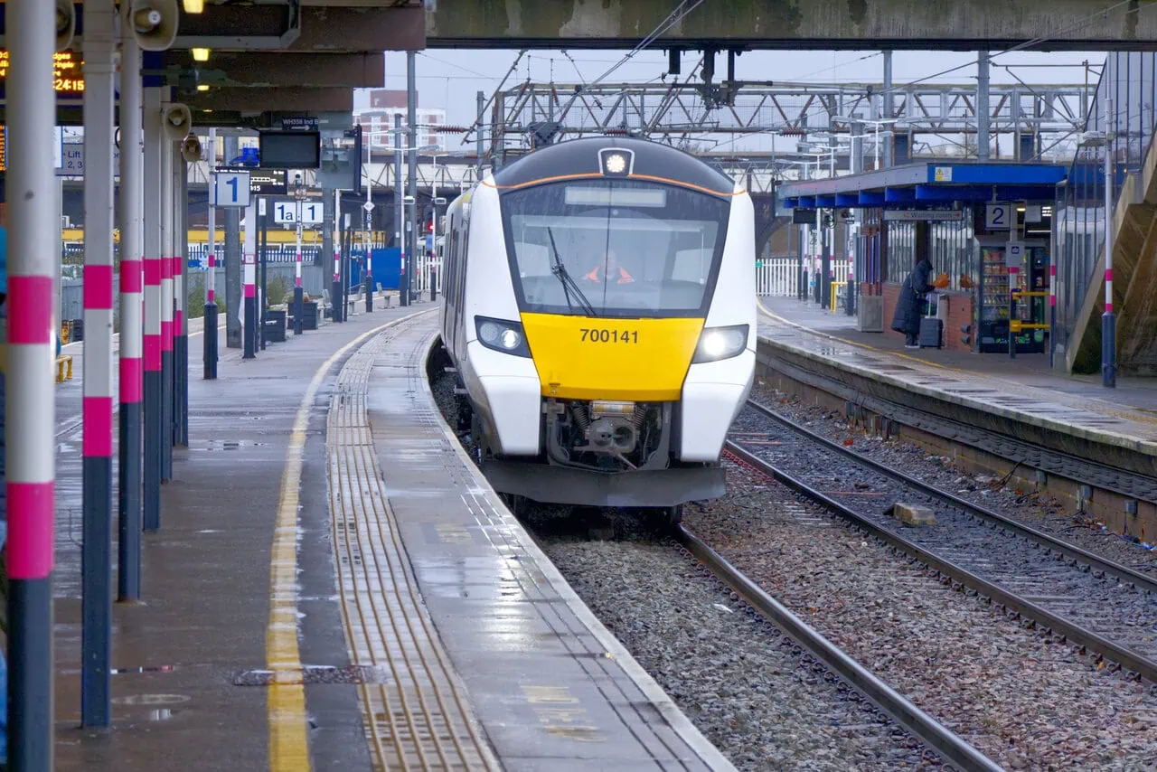 Thameslink train at Bedford railway station on the Midland Main Line