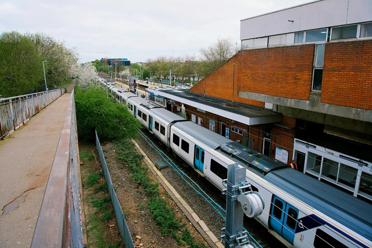 Thameslink train at suburban London station platform
