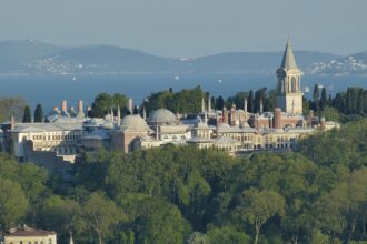 Topkapi Palace overlooking the Bosphorus in Istanbul
