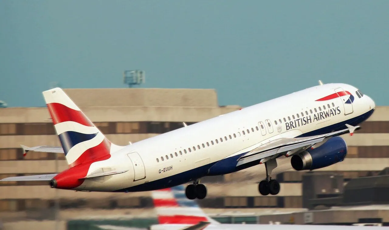 British Airways aircraft taking off on a UK domestic flight