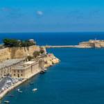 Valletta harbour Malta city walls and Grand Harbour