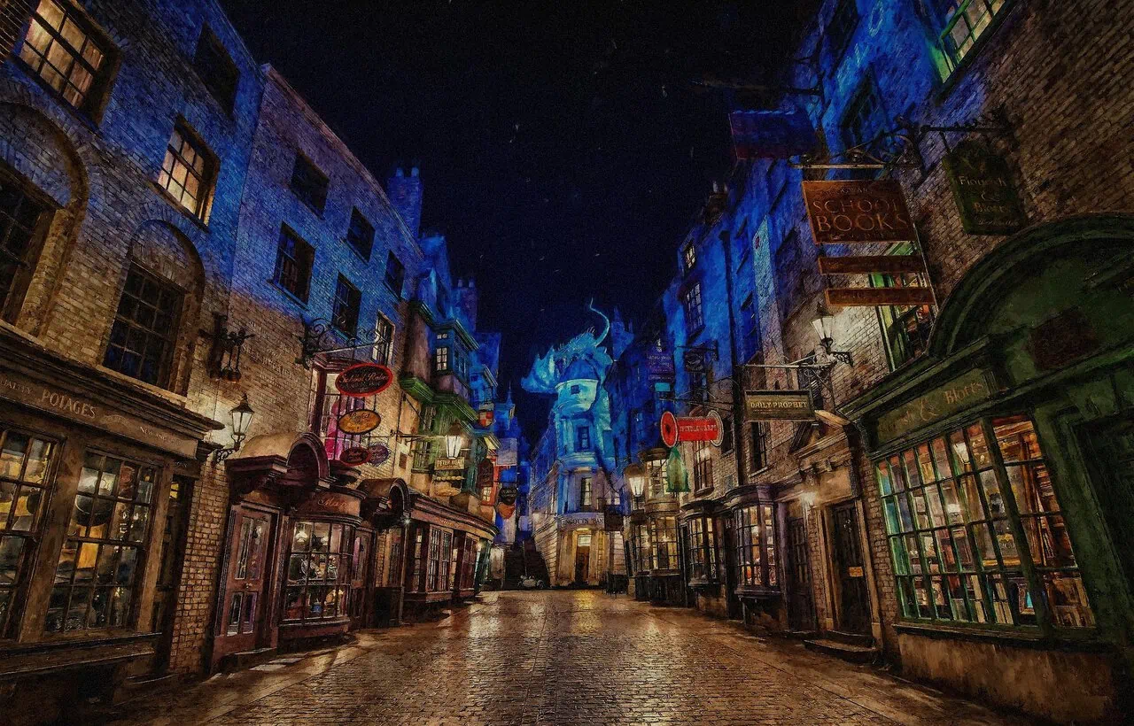 Diagon Alley set at the Harry Potter Studio Tour London