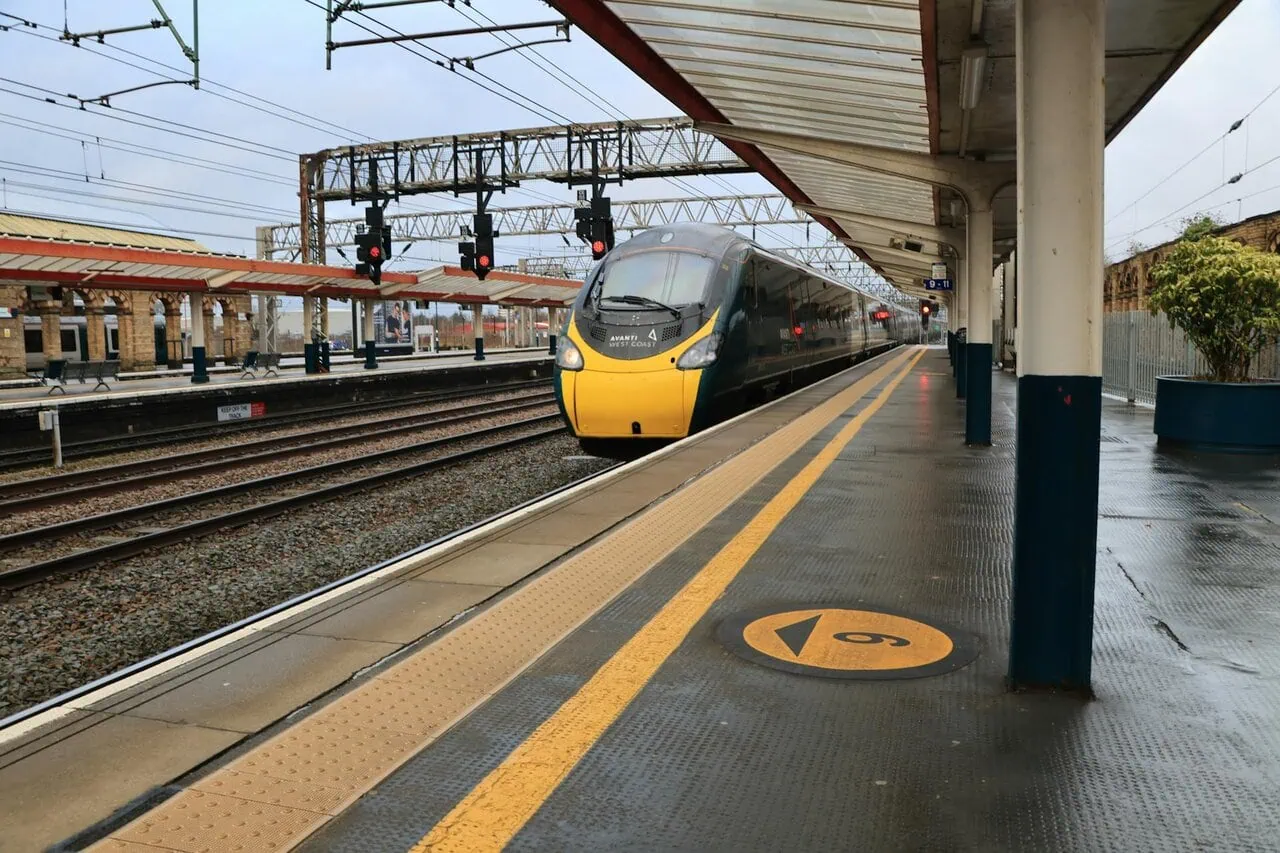 Avanti West Coast train at station on the West Coast Main Line UK