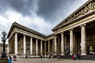 Exterior of the British Museum in London hosting the Bayeux Tapestry exhibition