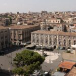 Historic centre of Catania in Sicily, viewed from above near the main city squares and baroque buildings close to the airport transfer routes