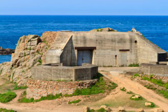 German WWII bunker overlooking the coastline in the Channel Islands