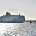 Irish Ferries vessel departing across the Irish Sea from Holyhead