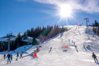 Skiers on the slopes at Jasná Ski Resort in Slovakia’s Low Tatras