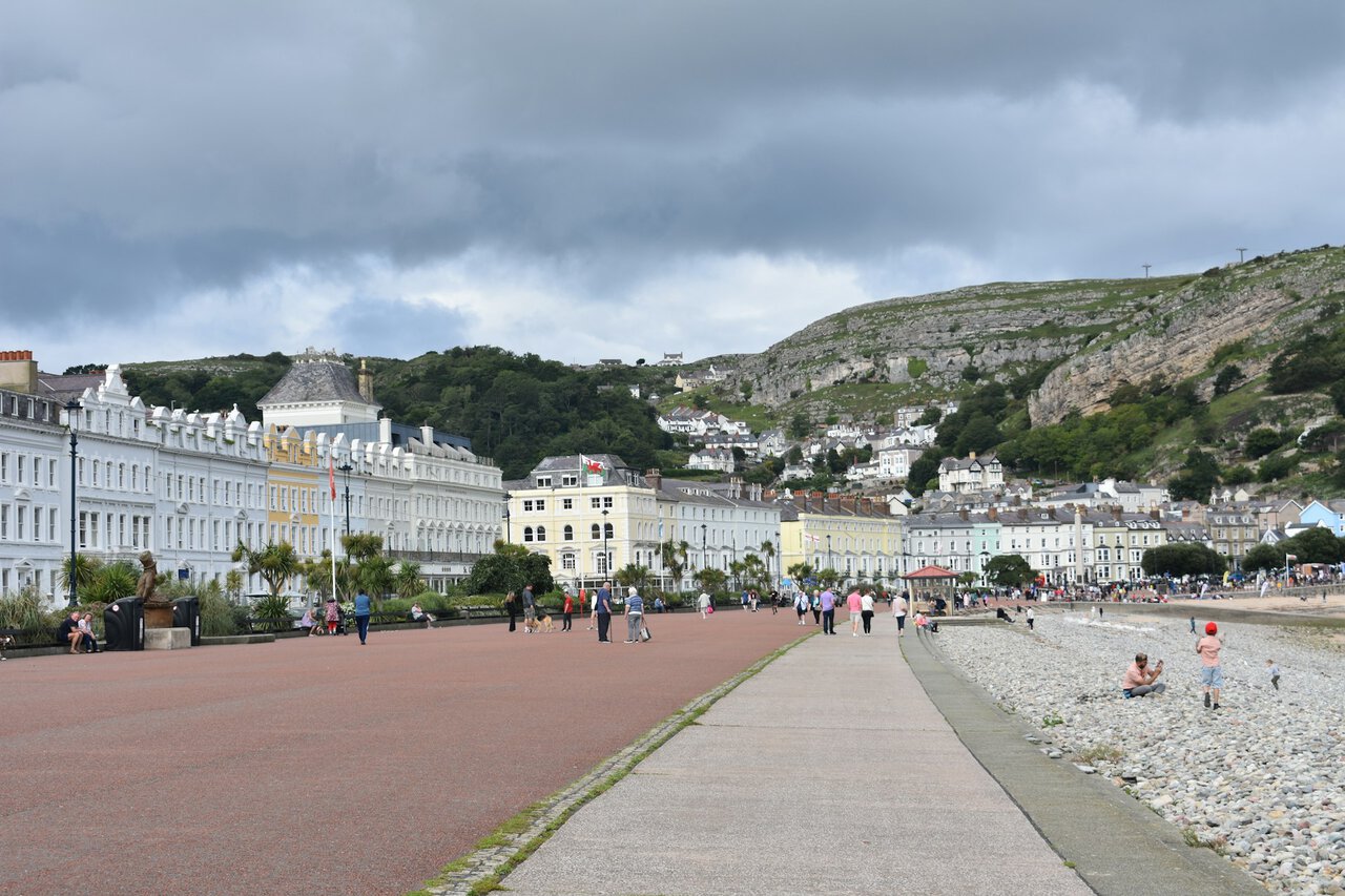 Llandudno seafront and promenade beside the North Wales Coast Line