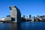 Modern waterfront skyline in Oslo Norway beside the fjord
