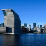 Modern waterfront skyline in Oslo Norway beside the fjord